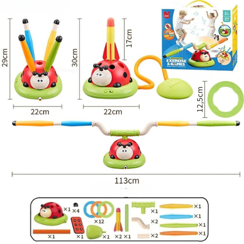 3-in-1 Ladybug Spielzeug: Springen, Werfen, Raketen!