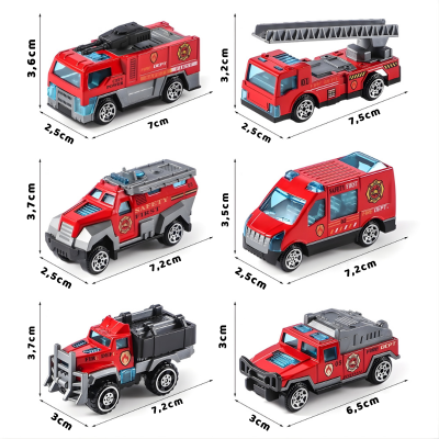 Realistische Feuerwehr Truck Spielzeug Autos – 6er Satz