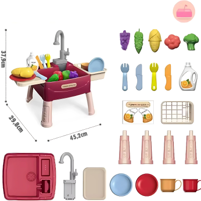 Realistisches Kinderküchen-Set mit fließendem Wasser & Zubehör