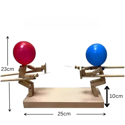 Schnelles Spiel mit Holzfiguren & Ballonköpfen für Kinder