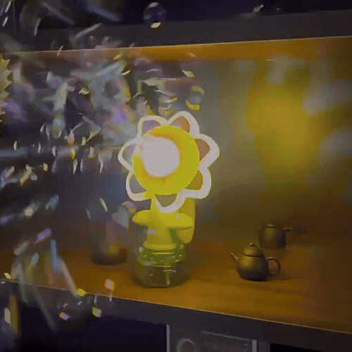 Tanzende Blubberblume mit Licht & Seifenblasen