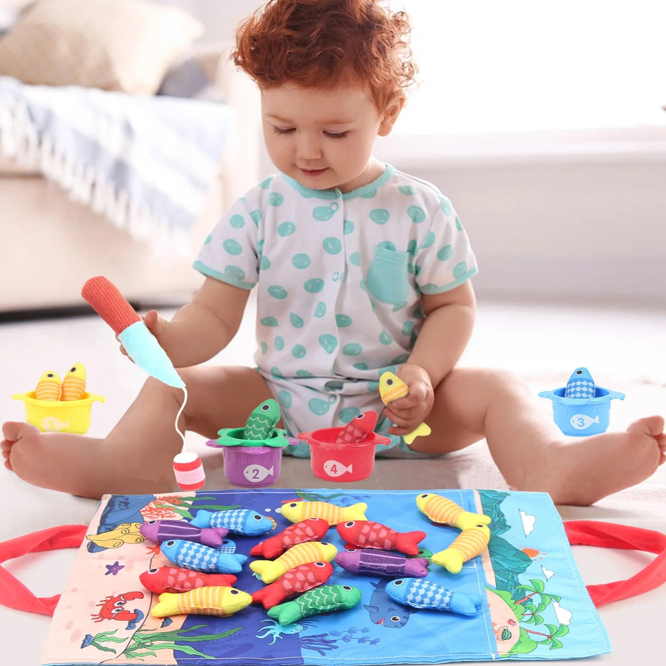Montessori Angelspiel – Farben, Zahlen & Motorik lernen