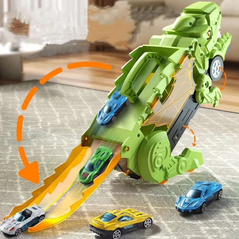 T-Rex Truck mit Rennbahn – Dinosaurier & Autos in Einem!