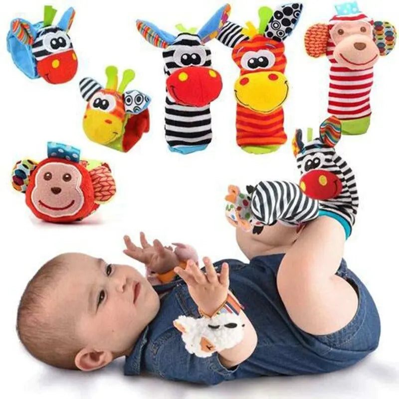 Tierische Baby-Socken mit Rassel & Armband – Spaß & Entwicklung