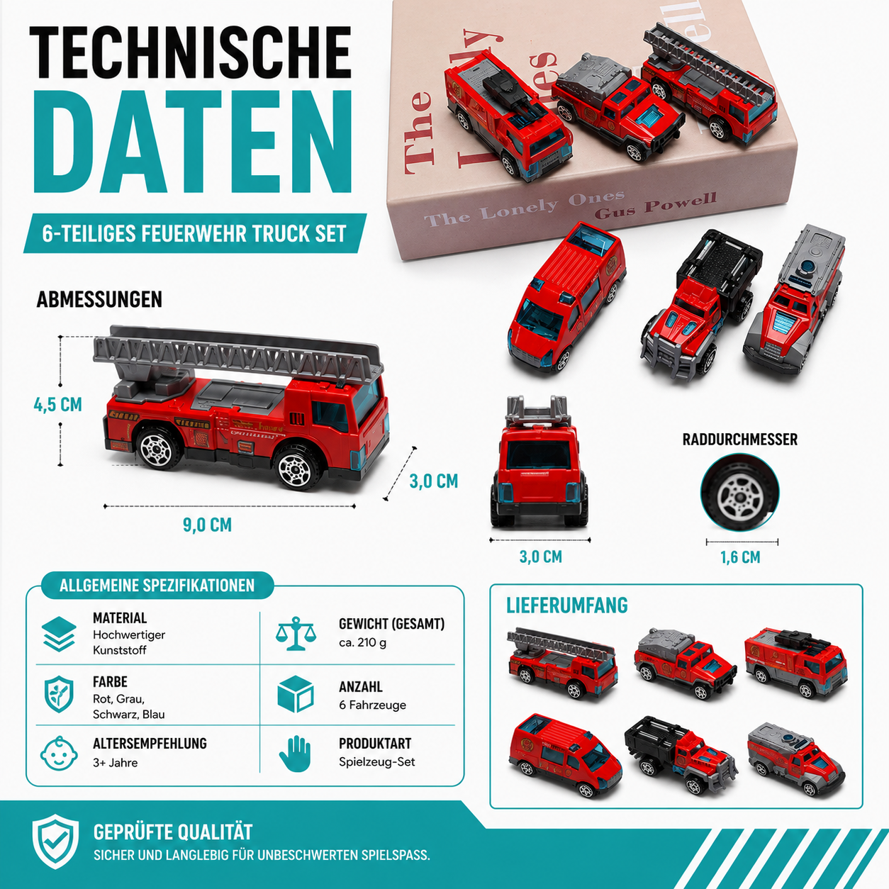 Realistische Feuerwehr Truck Spielzeug Autos – 6er Satz