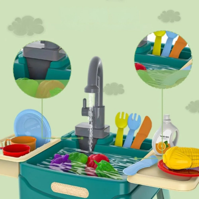 Realistisches Kinderküchen-Set mit fließendem Wasser & Zubehör