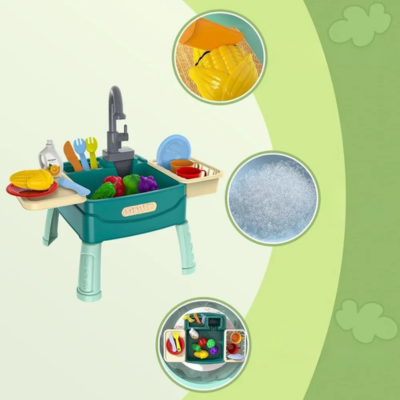 Realistisches Kinderküchen-Set mit fließendem Wasser & Zubehör