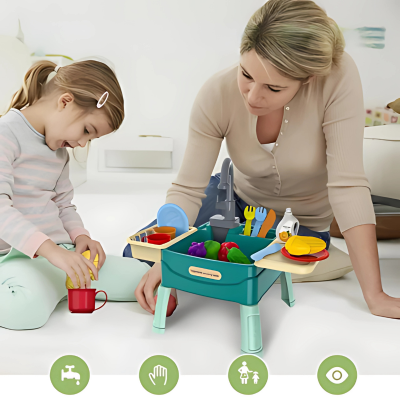 Realistisches Kinderküchen-Set mit fließendem Wasser & Zubehör