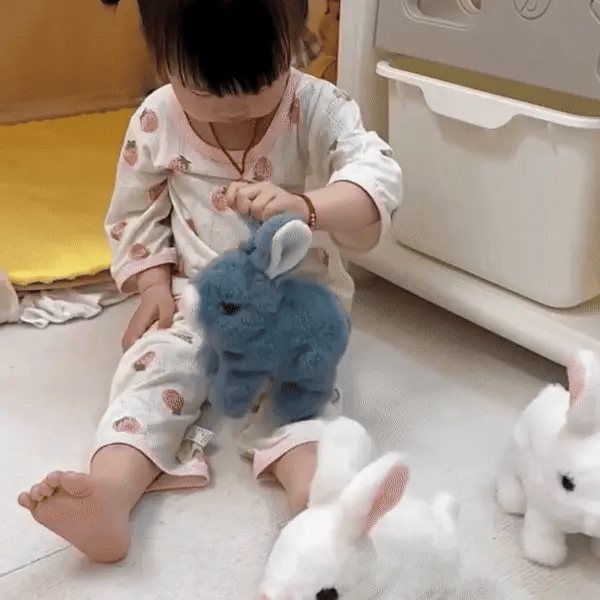 Niedlicher elektronischer Hase – Lebensechtes Hüpfen und fröhliche Bewegung