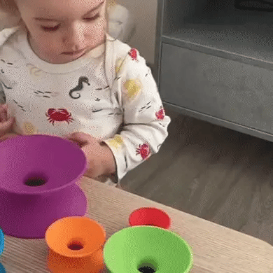 Bunter Regenbogen-Stapelring Turm – Montessori Lernspielzeug für 3-6J.