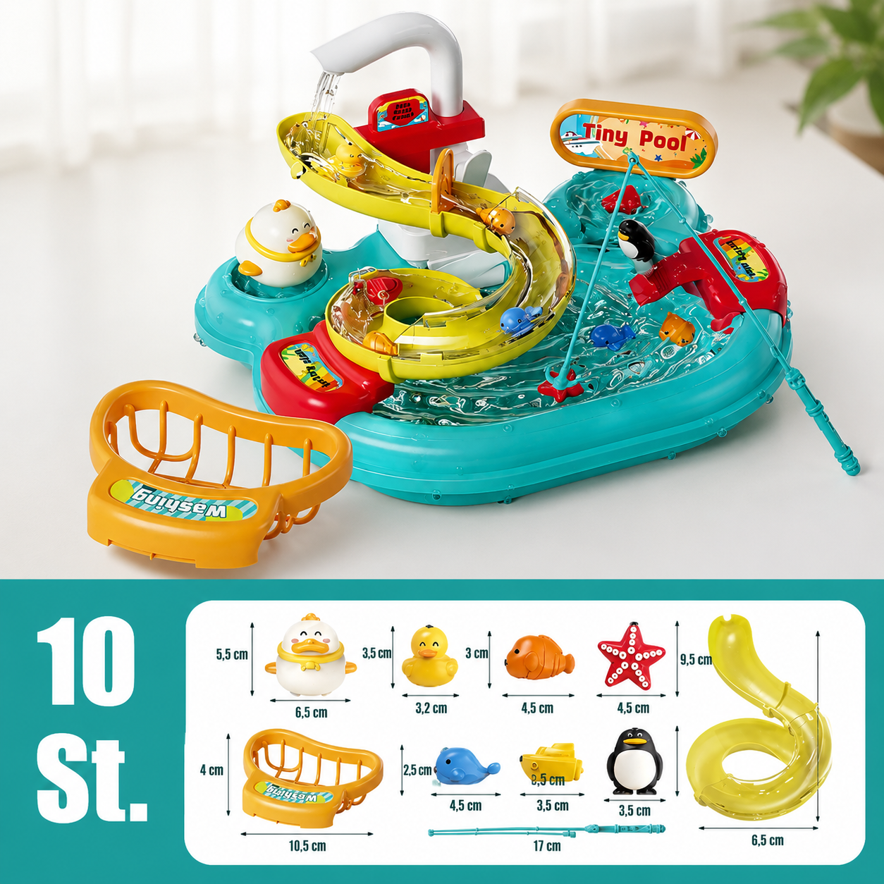 2-in-1 Kinderspielzeug-Set mit Küche und Angelspiel 10 St. Grün