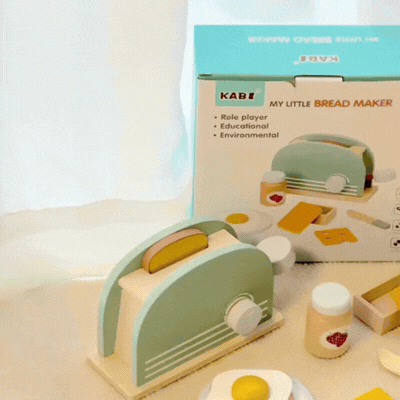 Holz Toaster Spielzeug für Kinder – Montessori Frühstücks-Satz