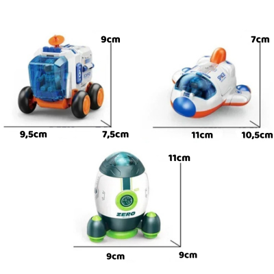 3-in-1 Weltraum Raketen-Spielset mit Astronaut