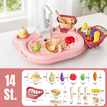 2-in-1 Kinderspielzeug-Set mit Küche und Angelspiel 14 St. Pink