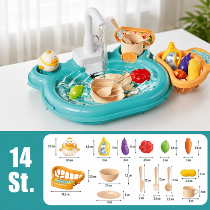 2-in-1 Kinderspielzeug-Set mit Küche und Angelspiel 14 St. Grün