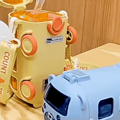 500ml Kinder Bus Trinkflasche mit Strohhalm – auslaufsicher