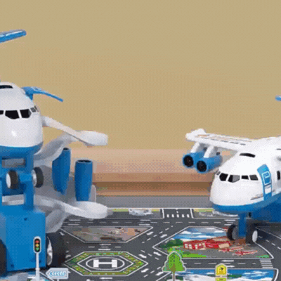Großes Flugzeug Parkhaus mit Autos & Musik – Geschenk für Kids