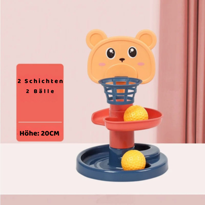 Bunter Rollenball Turm für Kinder 2 Schichten+2 Bälle (Höhe 20cm)