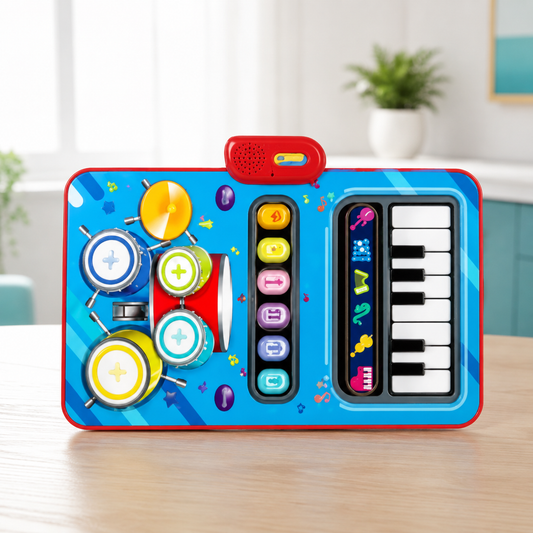 2-in-1 Tanz- & Musikmatte für Kinder – Lernen, Bewegen & Musizieren Blau