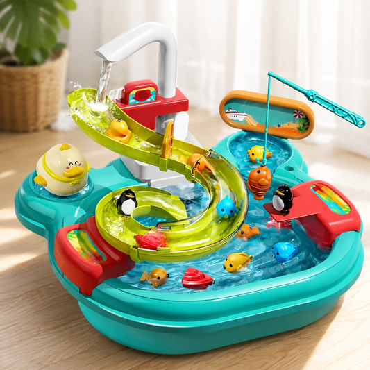 2-in-1 Kinderspielzeug-Set mit Küche und Angelspiel
