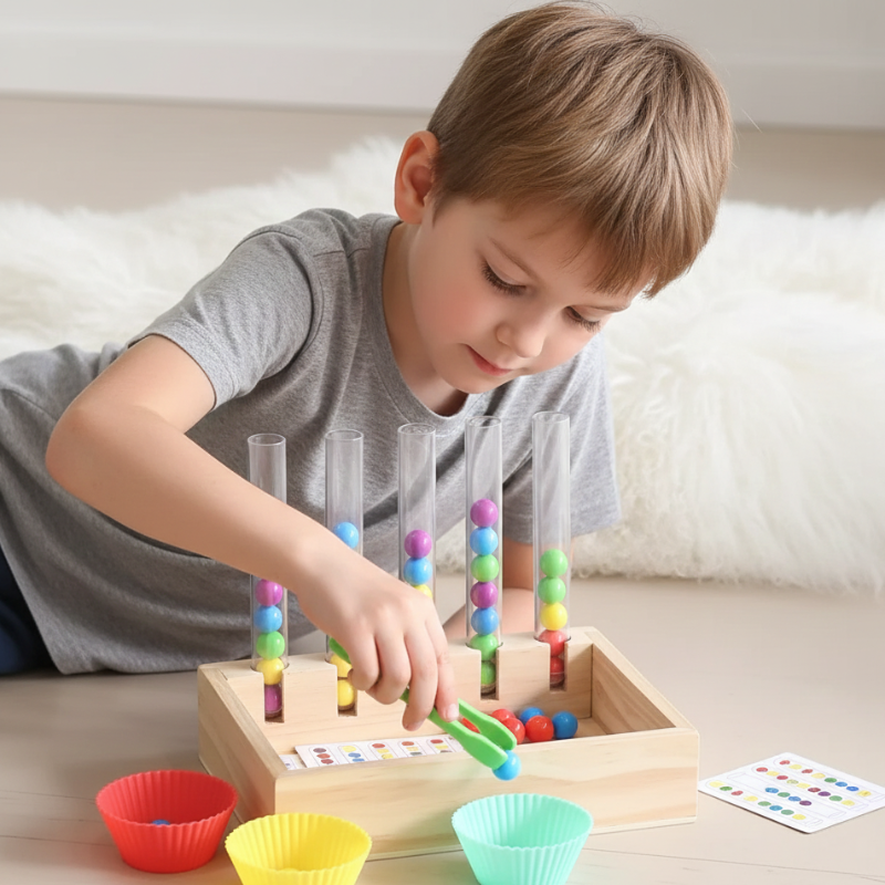 Montessori Farbperlen-Spiel – Lernen, Sortieren & Spaß!