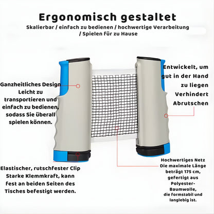 Einziehbares Tischtennisnetz - Passend für Jeden Tisch!