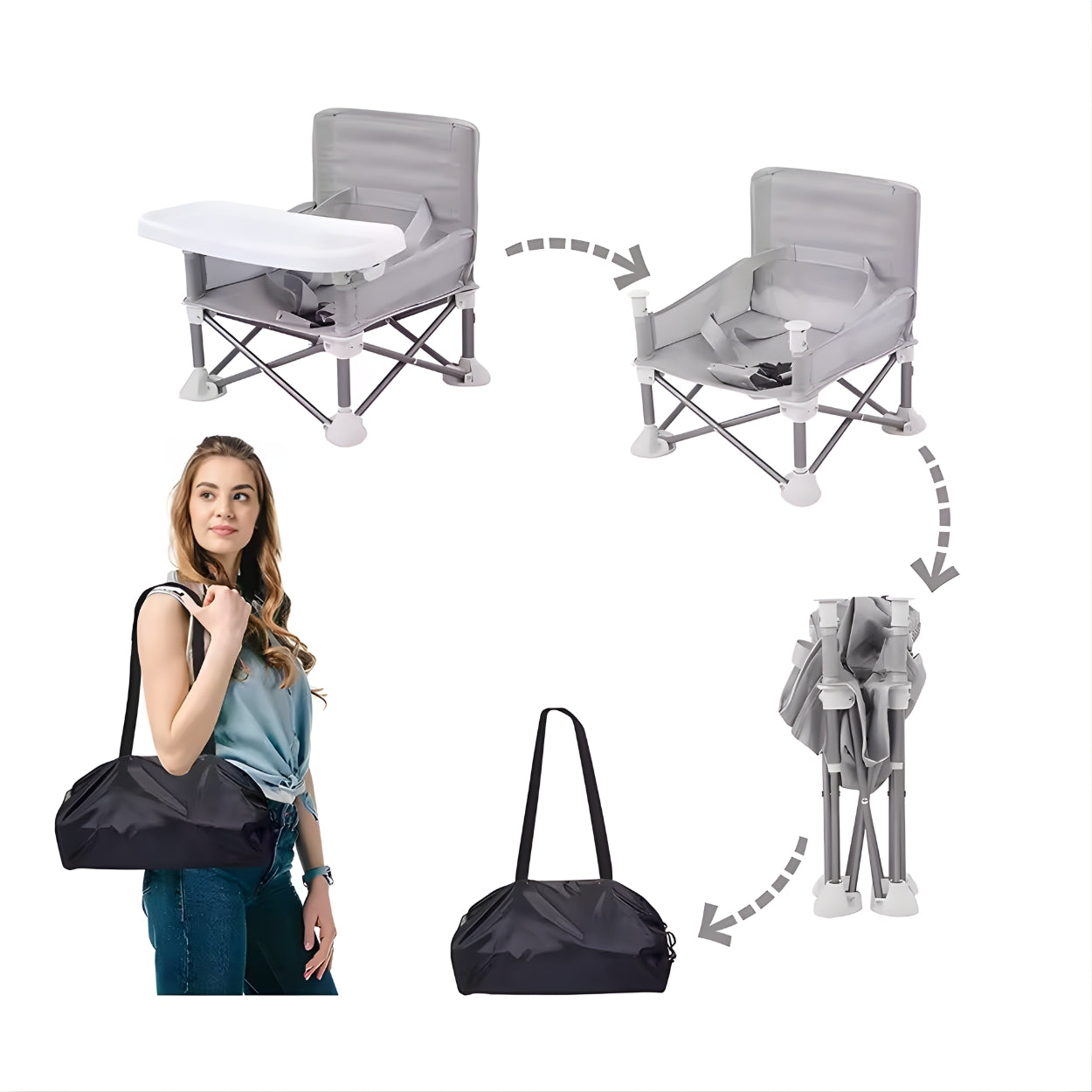 Faltbarer Baby-Hochstuhl – Kompakt, sicher & überall dabei