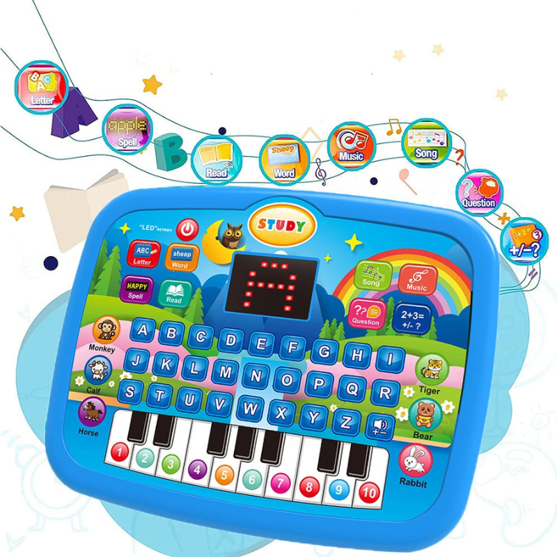 Interaktives Lernspielzeug mit Musik Buchstaben und Zahlen Blau