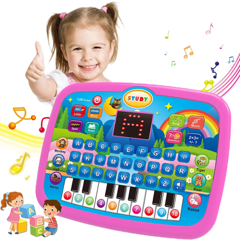 Interaktives Lernspielzeug mit Musik Buchstaben und Zahlen Rosa