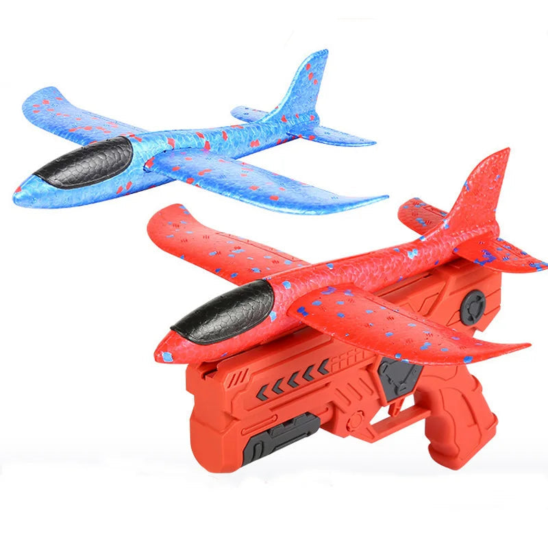 Schaumflugzeug Spielzeug mit Launcher für Kinder Rot