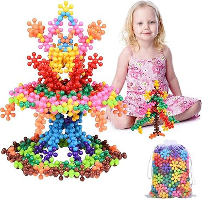 3D-Schneeflocken-Bausatz – Drehbare Kreativbausteine für Kinder