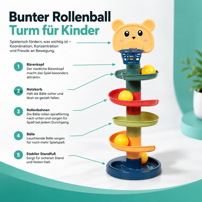 Bunter Rollenball Turm für Kinder