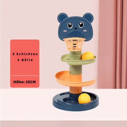 Bunter Rollenball Turm für Kinder 3 Schichten+3 Bälle (Höhe 25cm)