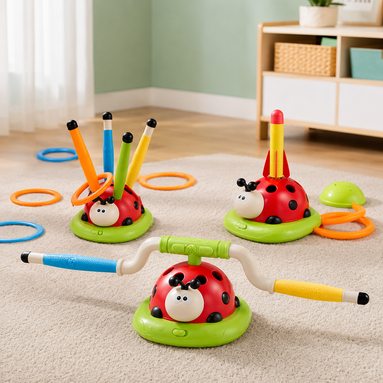 3-in-1 Ladybug Spielzeug Springen, Werfen, Raketen!