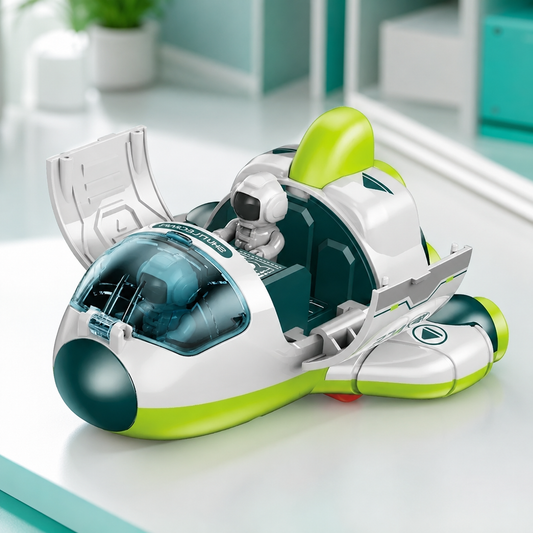 3-in-1 Weltraum Raketen-Spielset mit Astronaut Grünes Raumschiff