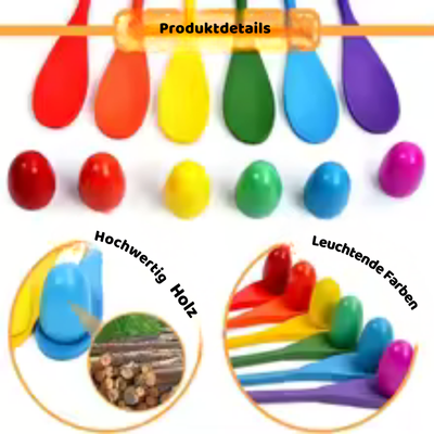 Holz-Ei-und-Löffel-Rennspiel – Gleichgewicht, Spaß & Bewegung für Kinder!
