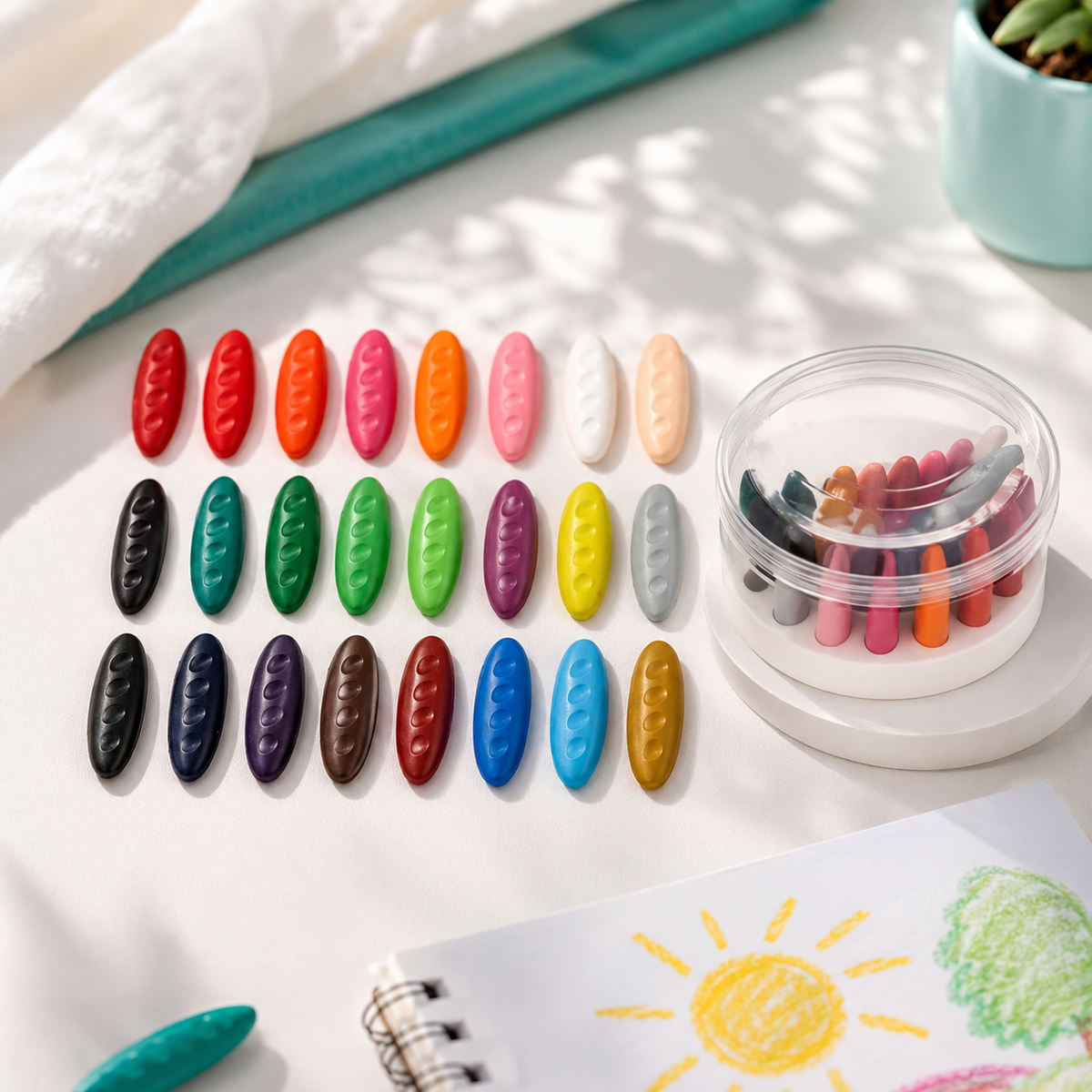 Kinderfreundliche Wachsmalstifte – 36 Farben, abwaschbar & sicher! 24