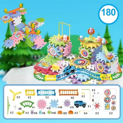 Bunte Zahnräder & Bausteine – Kreatives Lernspiel für Kinder