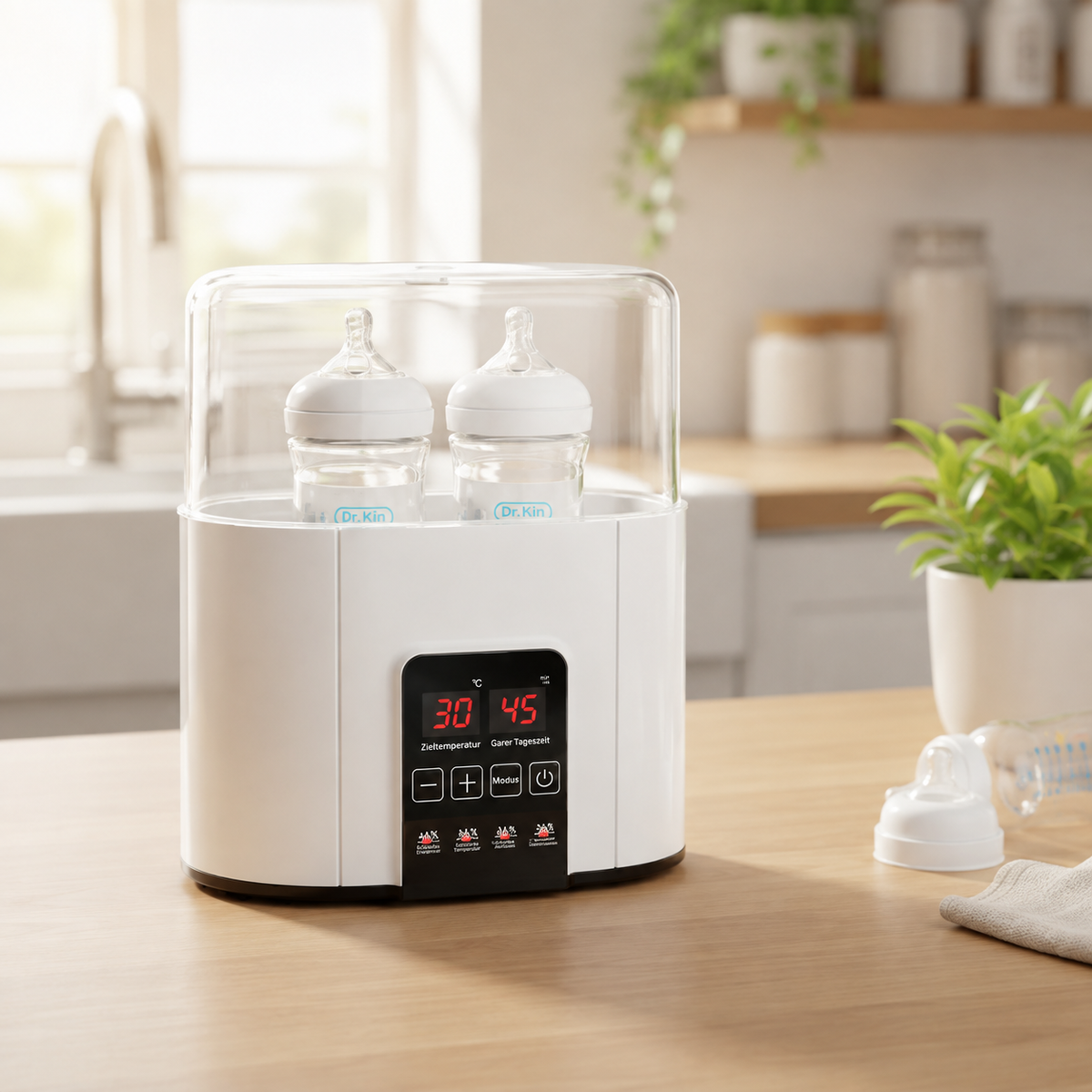 4-in-1 Baby Flaschenwärmer – Schnell, Schlau & Sicher mit Temperaturkontrolle Weiß