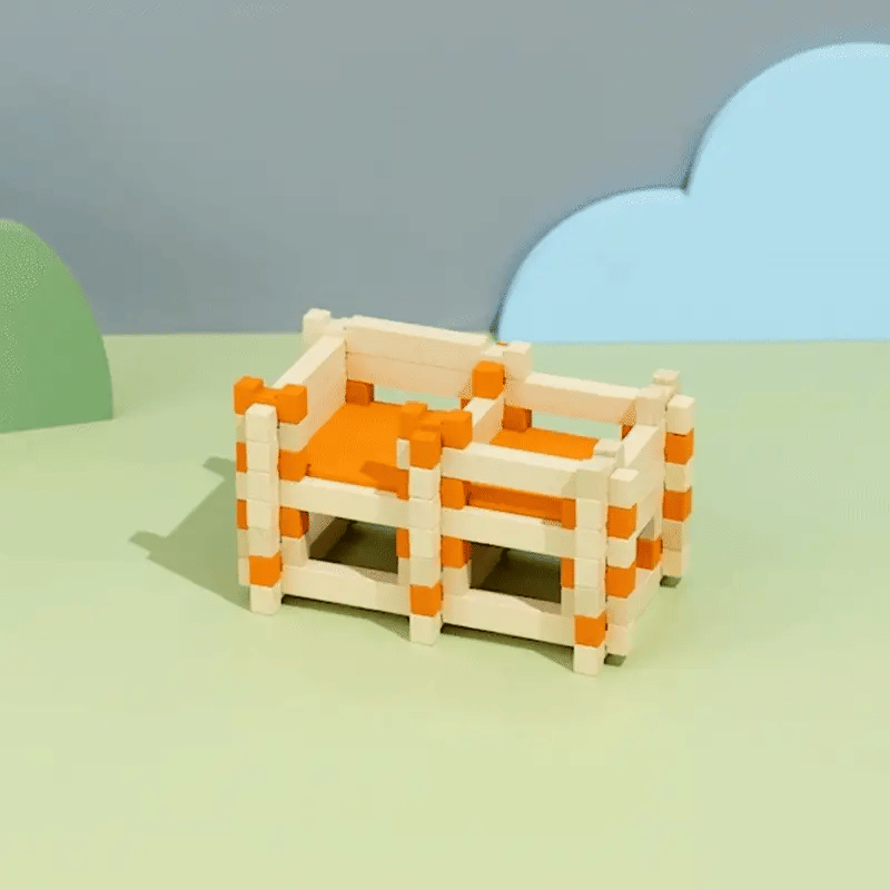 Montessori Holz-Bausteine Hausbau-Set für Kinder