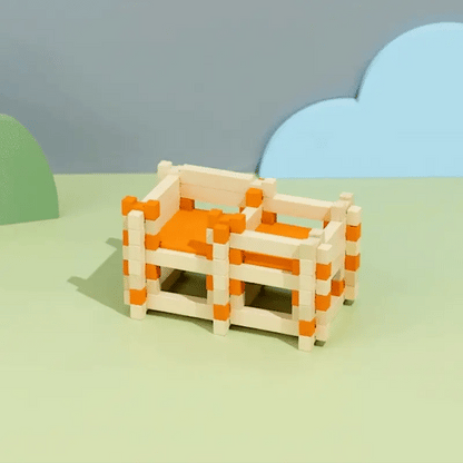Montessori Holz-Bausteine Hausbau-Set für Kinder