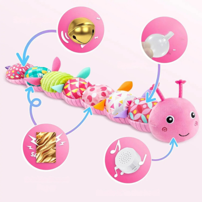 Bunte Raupen-Rassel – Weiches Plüschtier für Babys