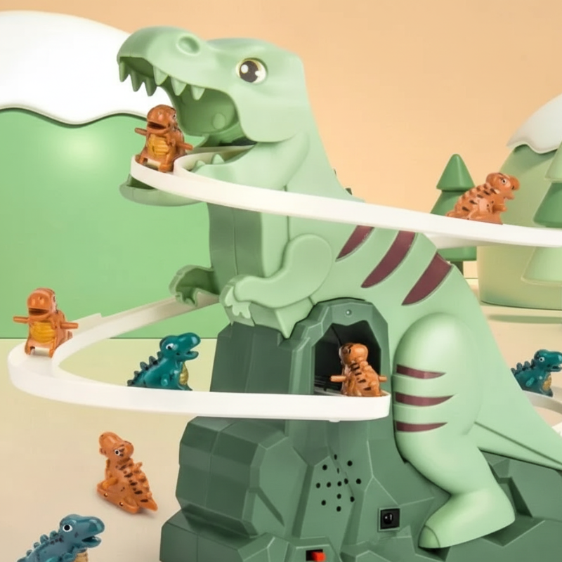 Dino-Abenteuer Rennbahn – Elektrische Spielbahn mit Musik & Bewegung für Kinder