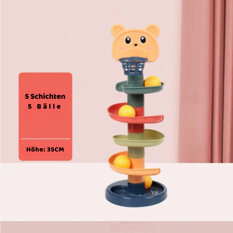 Bunter Rollenball Turm für Kinder 5 Schichten+5 Bälle (Höhe 35cm)