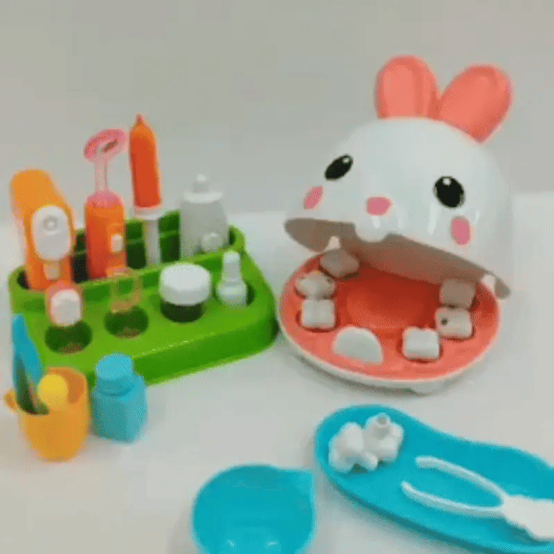 Kaninchen-Zahnarzt-Spielzeugset – Lustiges Zahnspiel für kleine Entdecker