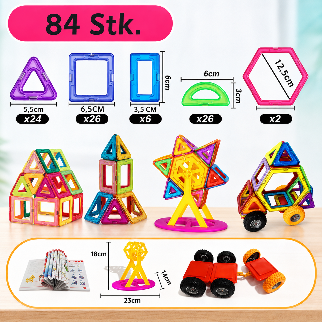 Magnetische Bausteine Satz für Kinder 84 Stück