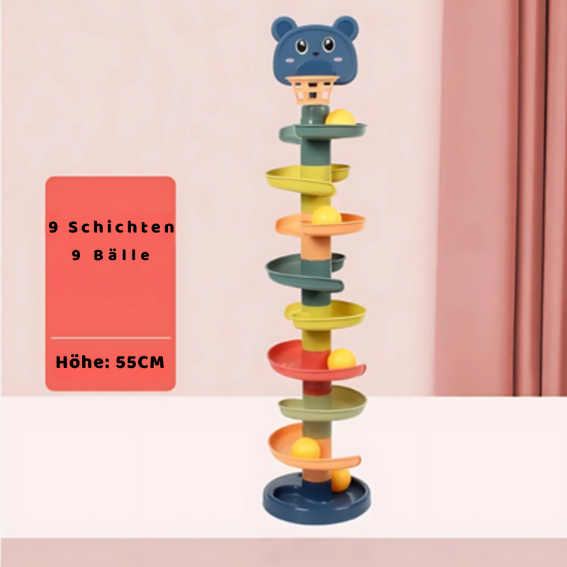 Bunter Rollenball Turm für Kinder 9 Schichten+9 Bälle (Höhe 55cm)