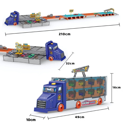 Großer Auto Transport Truck mit Rennstrecke & 6 Autos