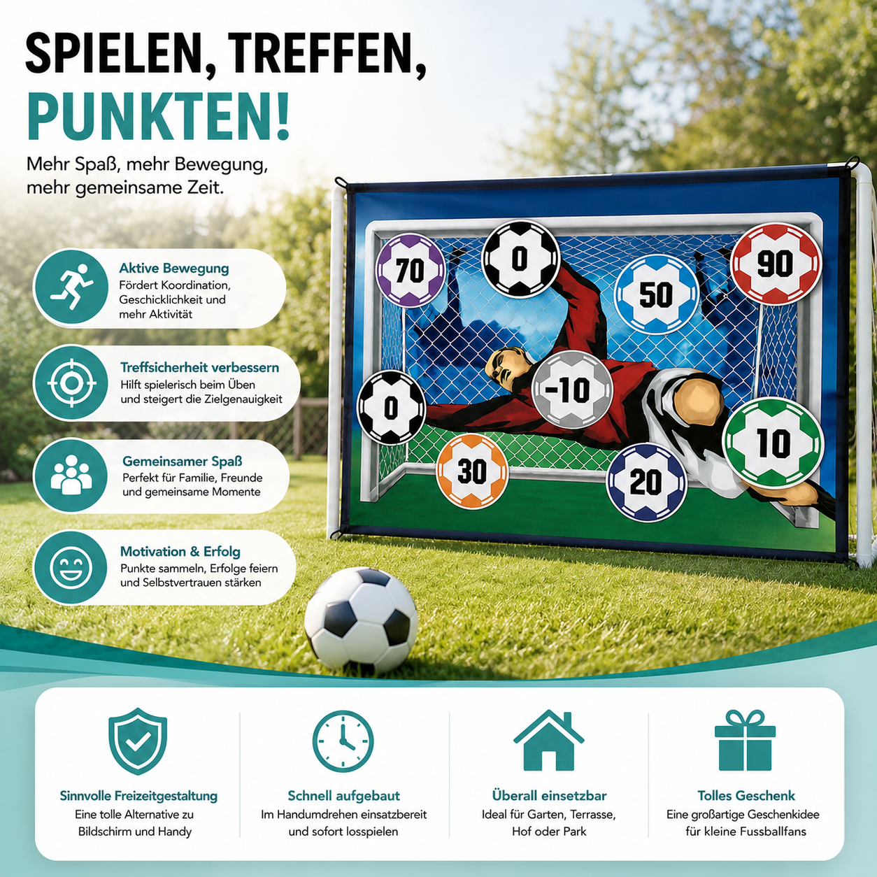 Fußball Zielmatte für Kinder – Klettball Punktespiel
