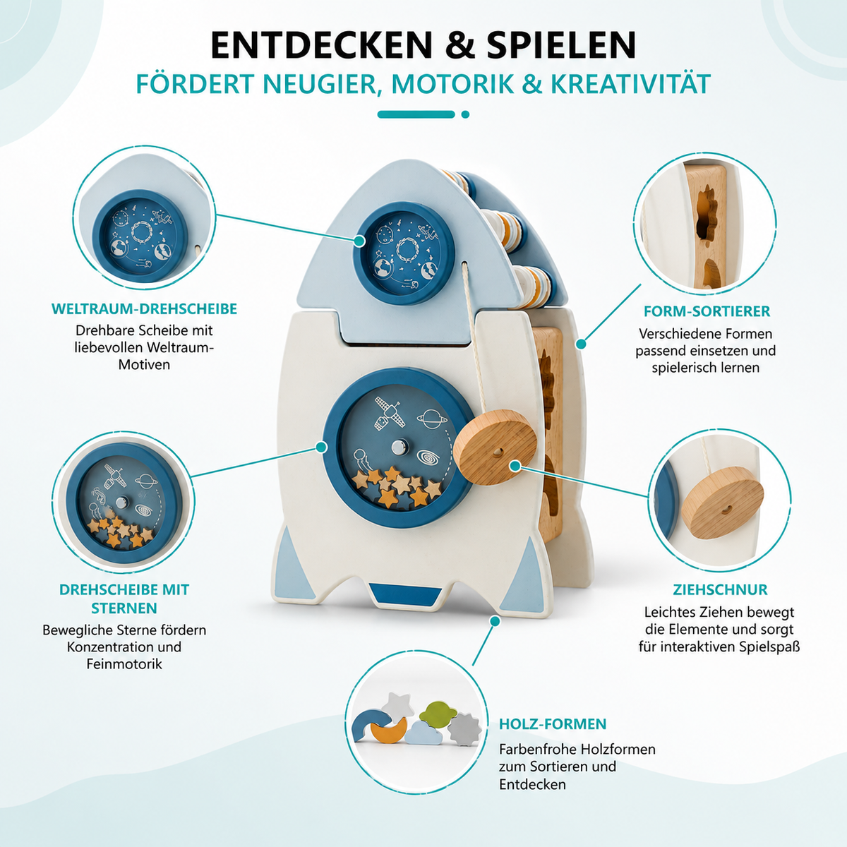 Montessori Holz-Rakete – Lernen, Staunen & Entdecken!